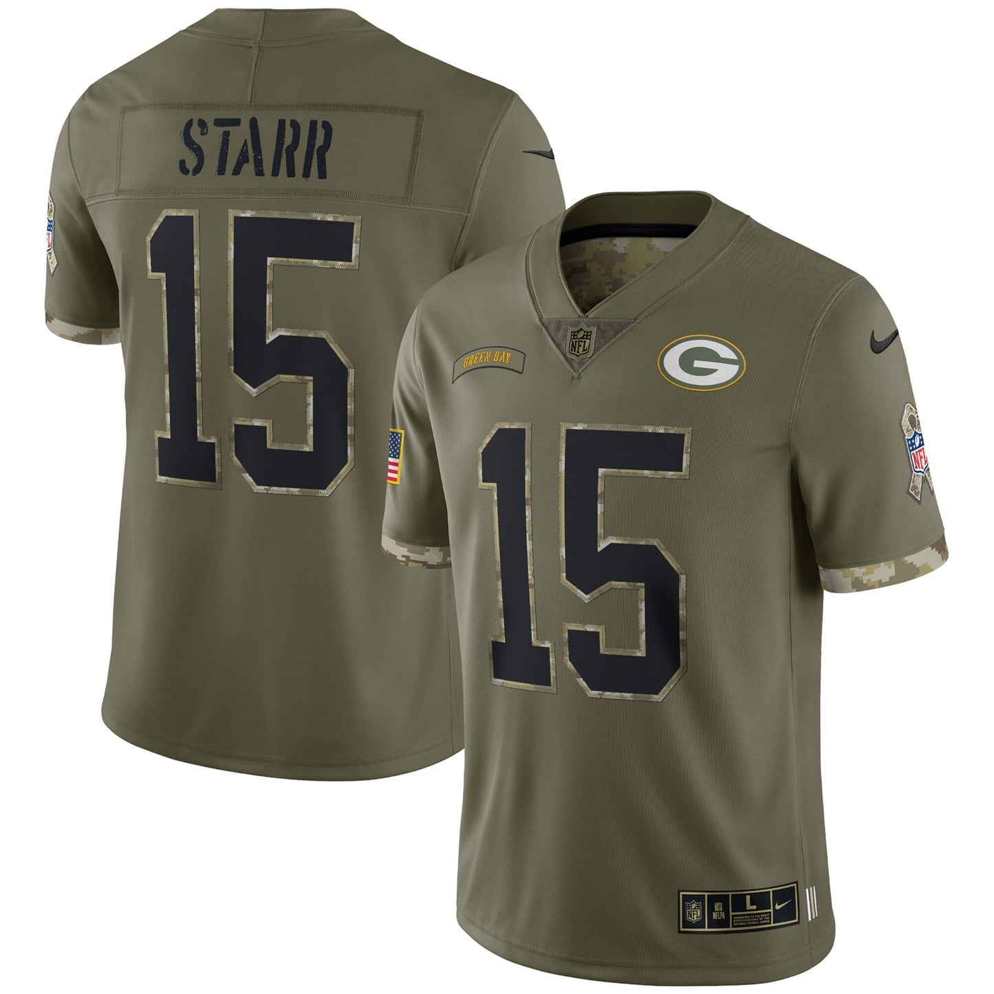 Men's Nike Bart Starr Olive Green Bay Packers 2022 Salute To Service Retired Player Limited Jersey